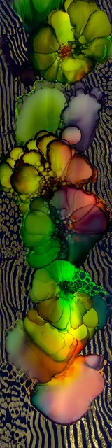 Free abstract flower art bookmark featuring a beautiful green and gray abstract flower